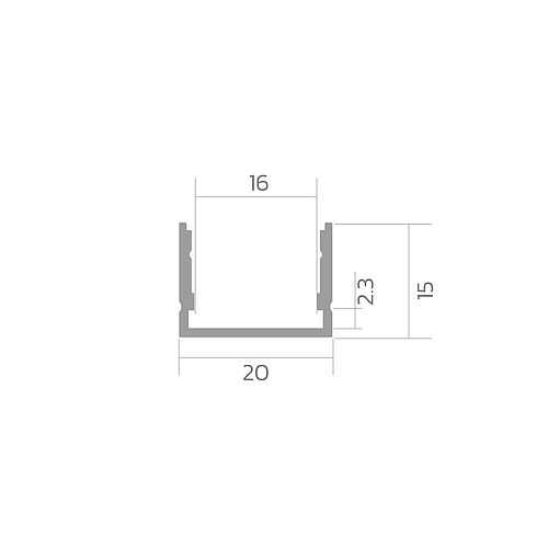 BLine P-M-ON01 LED built-on profile Alu silver 29W/m B20 x H15 x L2000 mm