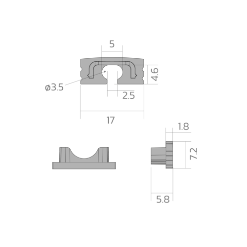 BLine E-S-ON01 End cap silver for P-S-ON01 and C-S-01 with cable slot