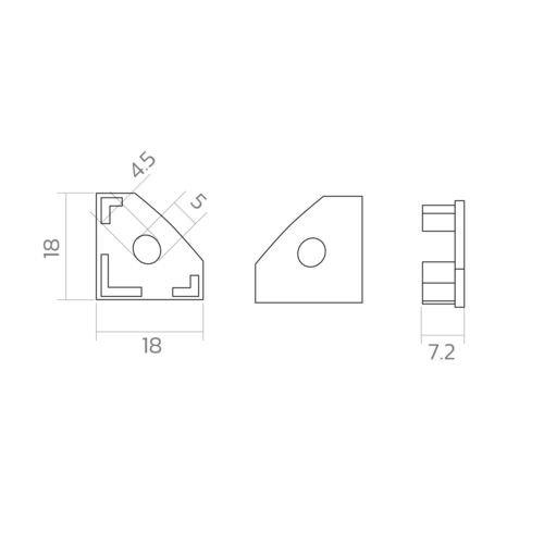 BLine E-S-COR01 Endcap silver for profile P-S-COR01 and cover C-S-01 with drill