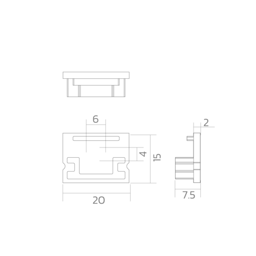 BLine E-M-ON01 Endcap silver for profile P-M-ON01 and cover C-M-02 with drill