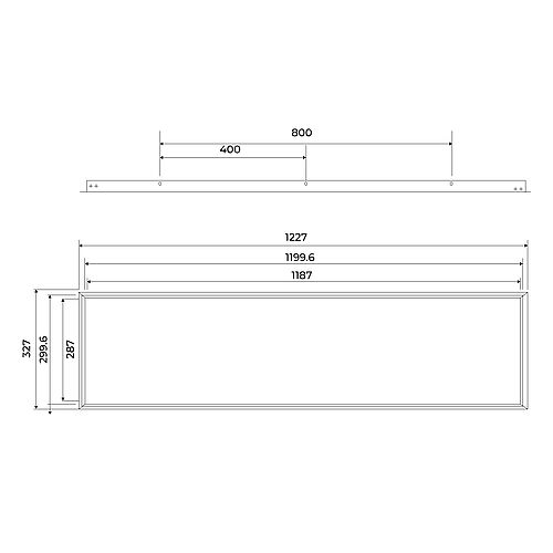 BL recessed mounting kit for panel 1197x297 aluminium white RAL9003