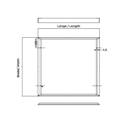 BL surface mounting kit for panel 620x620 and 623x623 aluminium white RAL9003