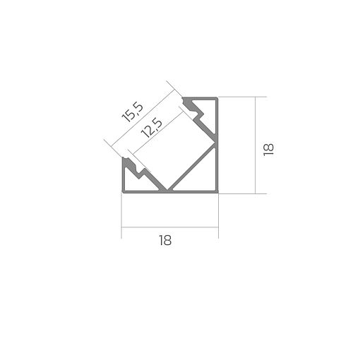 BLine P-S-COR01 LED-Eckprofil Alu silber 14W/m B18 x H18 x L3000 mm
