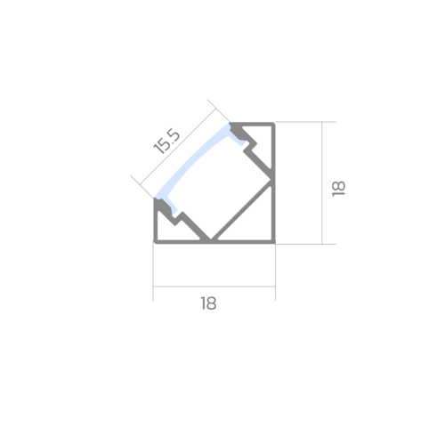 BLine P-S-COR01 LED corner profile Alu silver 14W/m W18 x H18 x L2000 mm