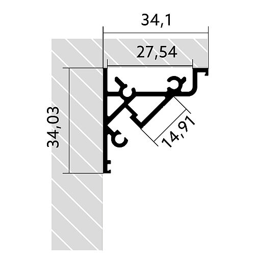 BLine Select WT02 LED-Eckprofil Alu silber 30 W/m B34,1xH34,1xL2000 mm