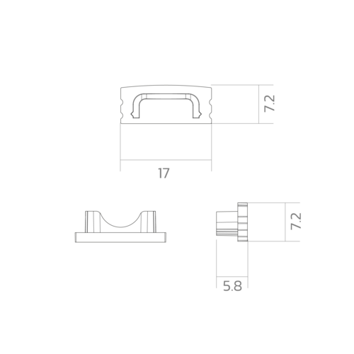 BLine E-S-ON01 Endcap silver for profile P-S-ON01 and cover C-S-01 no drill