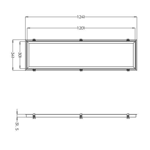 BL recessed mounting kit for panel 1197x297 aluminium white welded