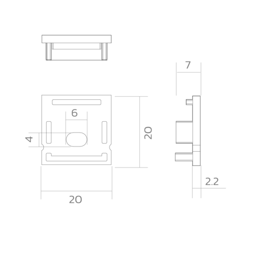 BLine E-M-ON02 Endcap silver for profile P-M-ON01 and cover C-M-02 with drill