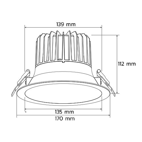 BL Downlight Office Einbauleuchte D170mm 1800lm 18W 60D 940 weiß 450mA