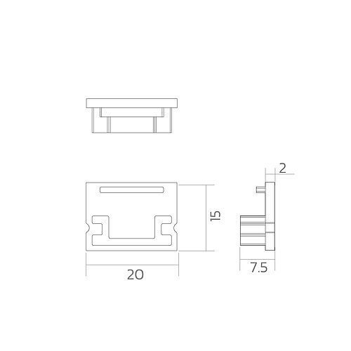 BLine E-M-ON01 Endcap silver for profile P-M-ON01 and cover C-M-02 no drill