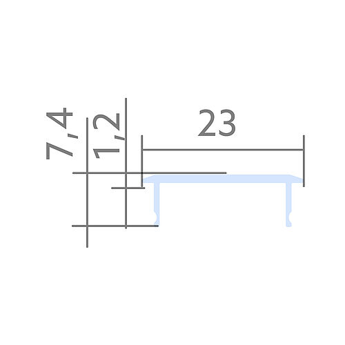 BLine Select SX10 Abdeckung transparent flach 2000 mm für XT01_02_03