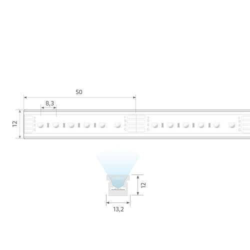 BL AIR Top LED-Lichtschlauch 380lm/m 24VDC 14,4W/m IP67 RGB 1,02m