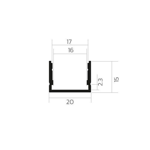BLine P-M-ON01 LED built-on profile Alu black 29W/m B20 x H15 x L2000 mm