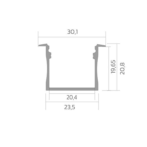 BLine P-M-IN01 LED-Einbauprofil Alu silber 29W/m B30,1x H20,8 x L2000 mm