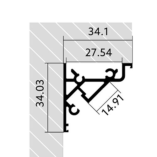 BLine Select WT02 LED corner profile aluminum silver 30 W/m W34.1xH34.1xL2000 mm