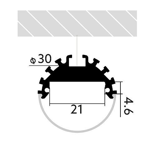 BLine Select RT01 LED pendant profile aluminium silver 35W/m W30xH16.6xL2000mm
