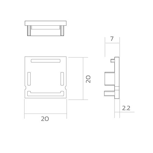 BLine E-M-ON02 Endcap silver for profile P-M-ON01 and cover C-M-02 no drill