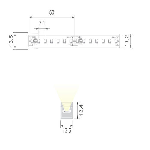 BL AIR Top LED-Lichtschlauch 450lm/m 24VDC 7,2W/m IP67 840 5m