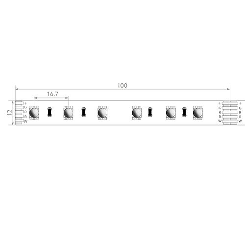 BL COR Pure Tone LED strip 700lm/m 24VDC 19.2W/m IP20 RGB+830 5m