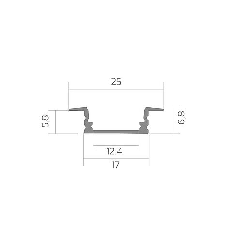 BLine P-S-IN01 LED built-in profile Alu silver 12W/m W25 x H6.8 x L2000 mm