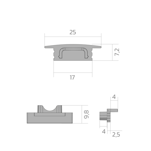 BLine E-S-IN01 Endkappe silber für Profil P-S-IN01 u. Abd. C-S-01 o. Bohrung