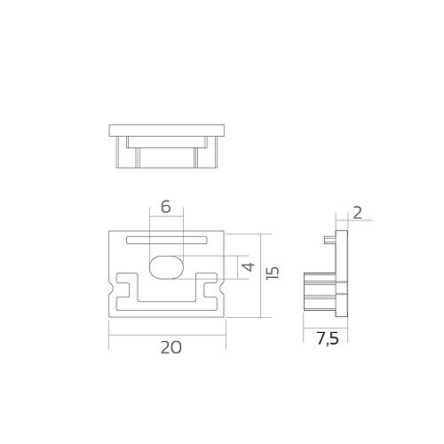 BLine E-M-ON01 Endkappe schwarz für Profil P-M-ON01 u. Abd. C-M-02 mit Bohrung