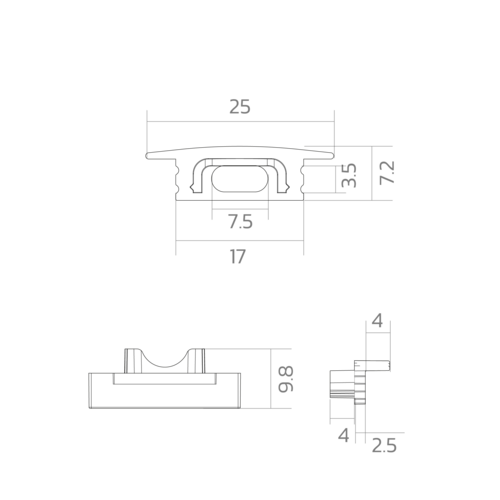 BLine E-S-IN01 Endcap silver for profile P-S-IN01 and cover C-S-01 with drill