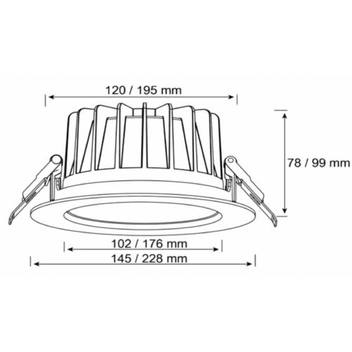 BL Downlight Protected Einbauleuchte 228mm 3300lm 29W 60D 840 weiß IP54 800mA