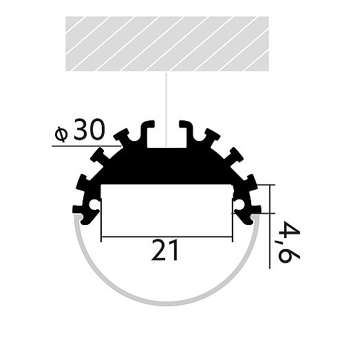 BLine Select RT01 LED-Hängeprofil Alu silber 35W/m B30xH16,6xL2000mm