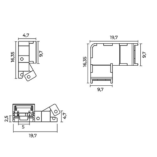 BL LED-Steckverbinder 2-polig LED Strip zu LED Strip 90D